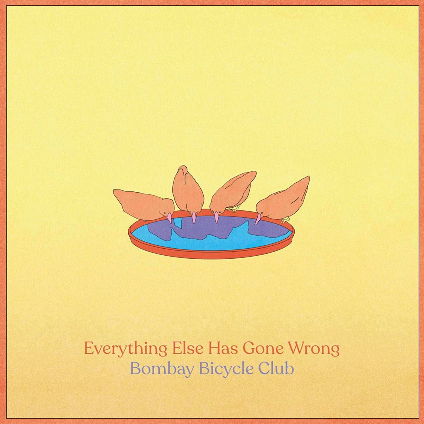 Album cover with four hands in a bowl on a yellow background.