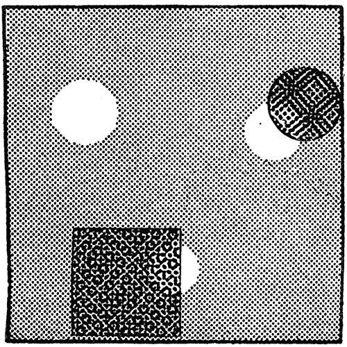 Black and white abstract album cover with circles and squares.
