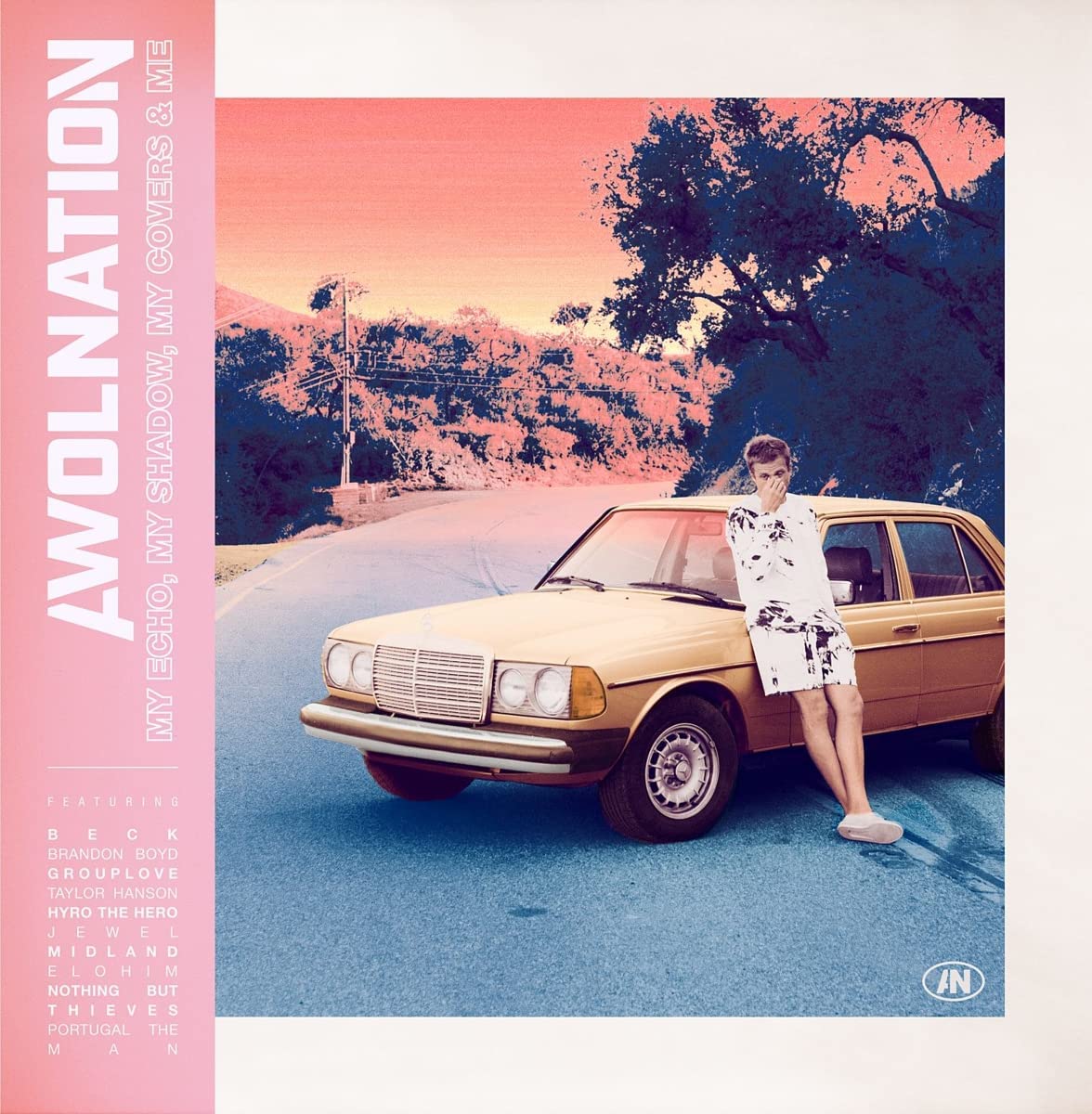 Awolnation album cover featuring a man leaning on a vintage car.