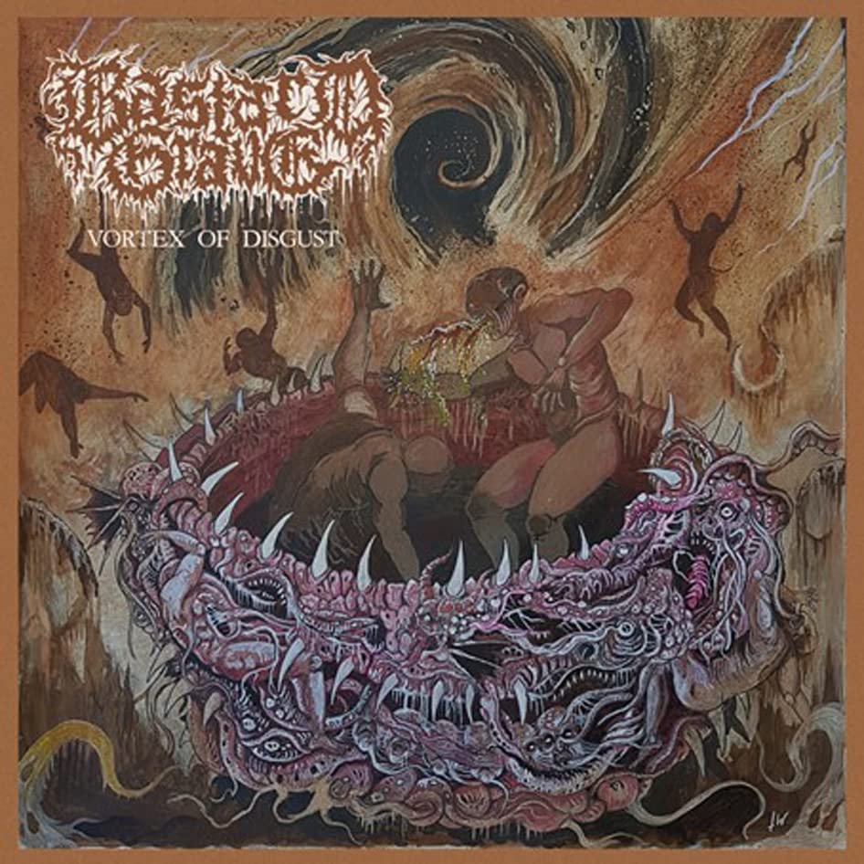 Album cover for Bastard Grave’s “Vortex Of Disgust” depicts a dark, surreal scene.