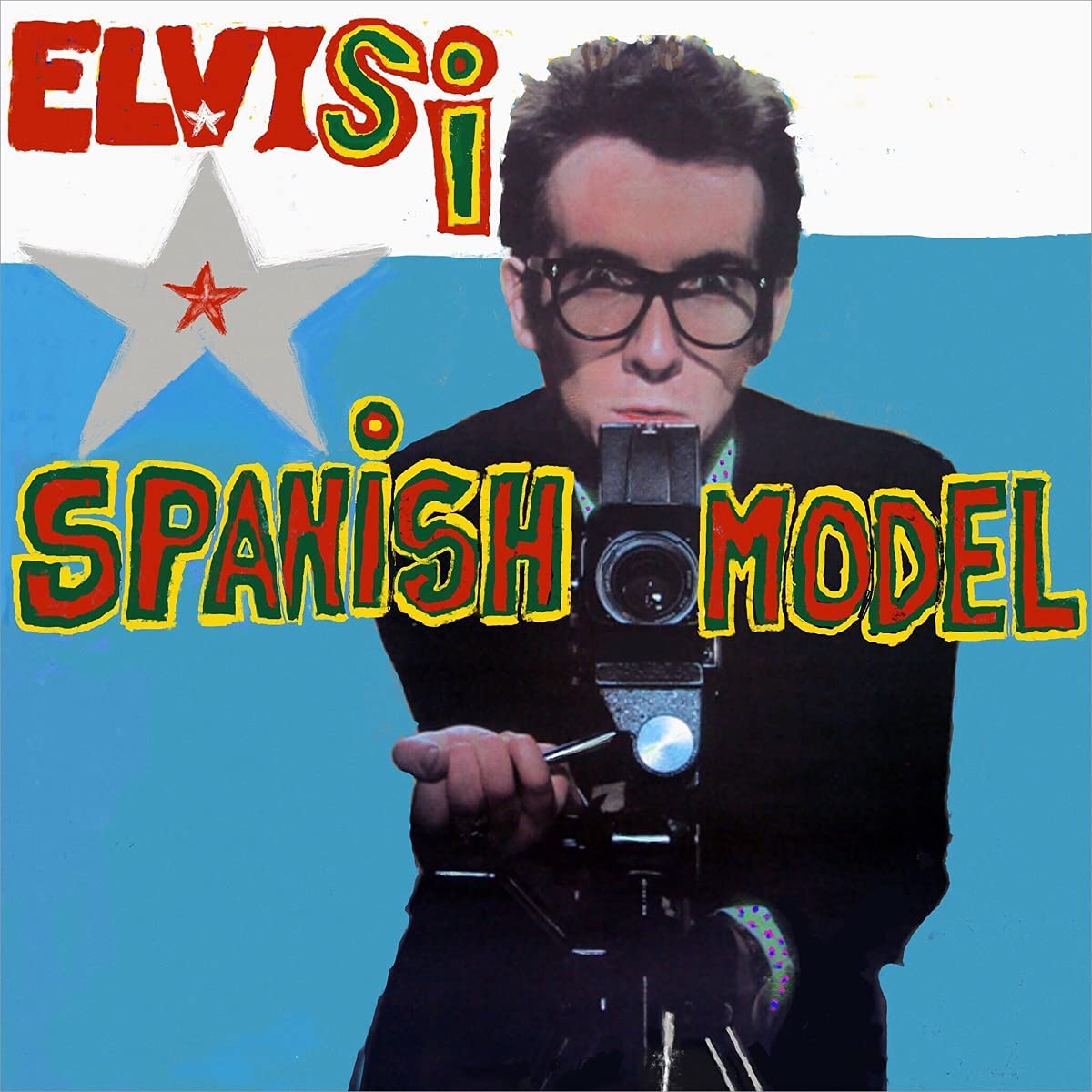 Elvis Costello album cover, “Spanish Model,” featuring a man with a camera.