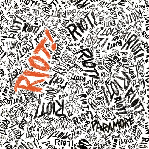 Album cover with "Riot!" in orange on a white background with black text.