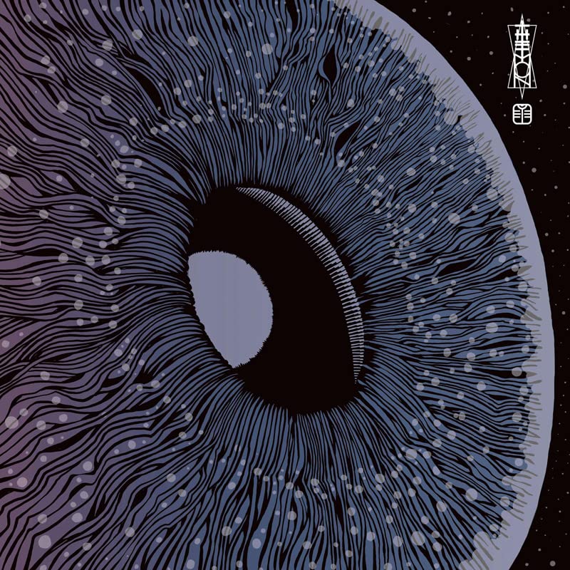Close-up of a stylized human eye with a rocket ship reflection.