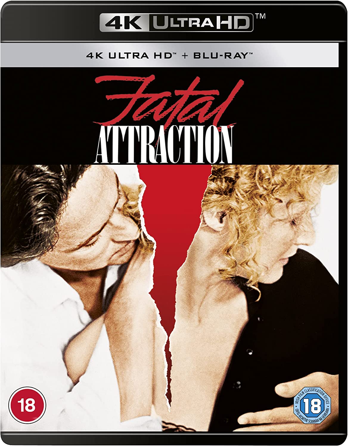 "Blu-ray case for 'Fatal Attraction' with torn image of a man and woman."