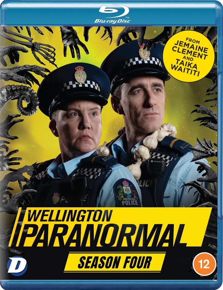 Blu-ray cover for "Wellington Paranormal" Season 4, featuring two police officers.