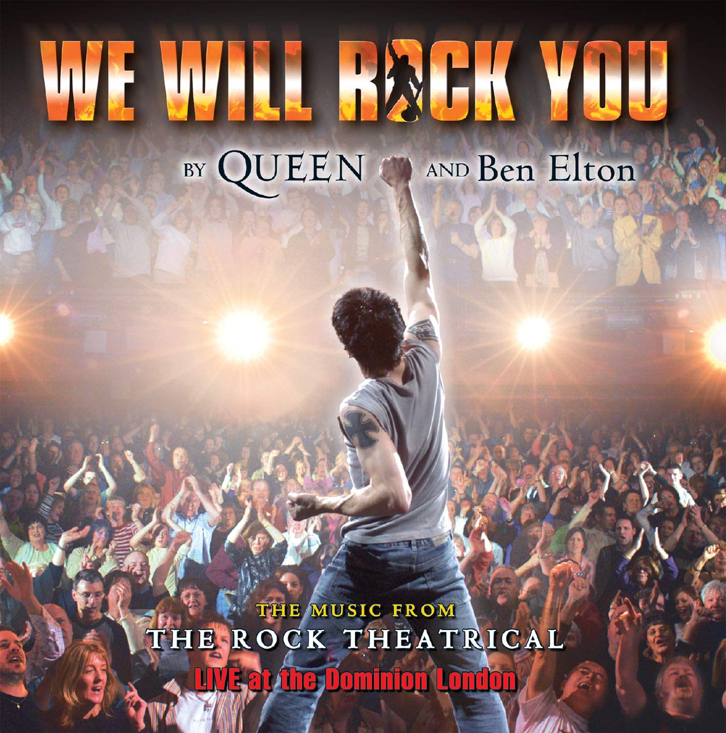 "CD cover featuring a man standing on stage with raised arm, surrounded by crowd."