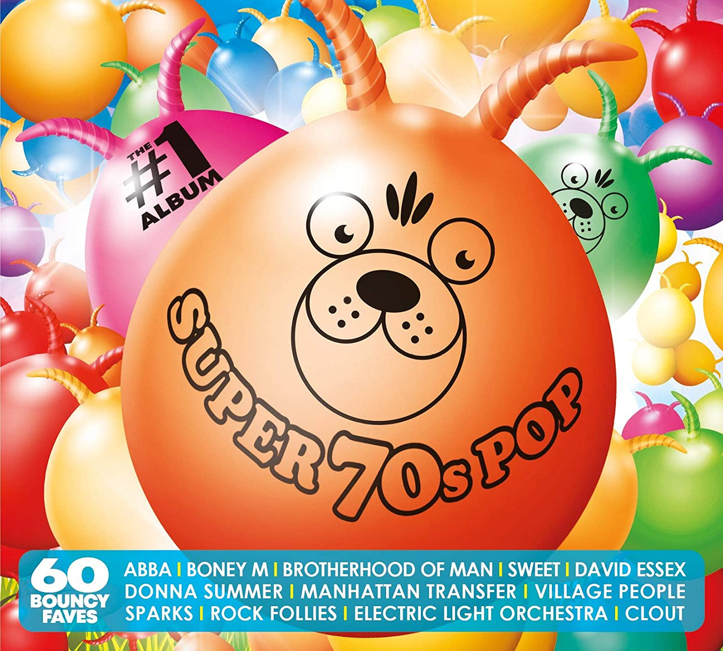 "CD album cover featuring a cartoon bear and colorful balloons with artist names listed."