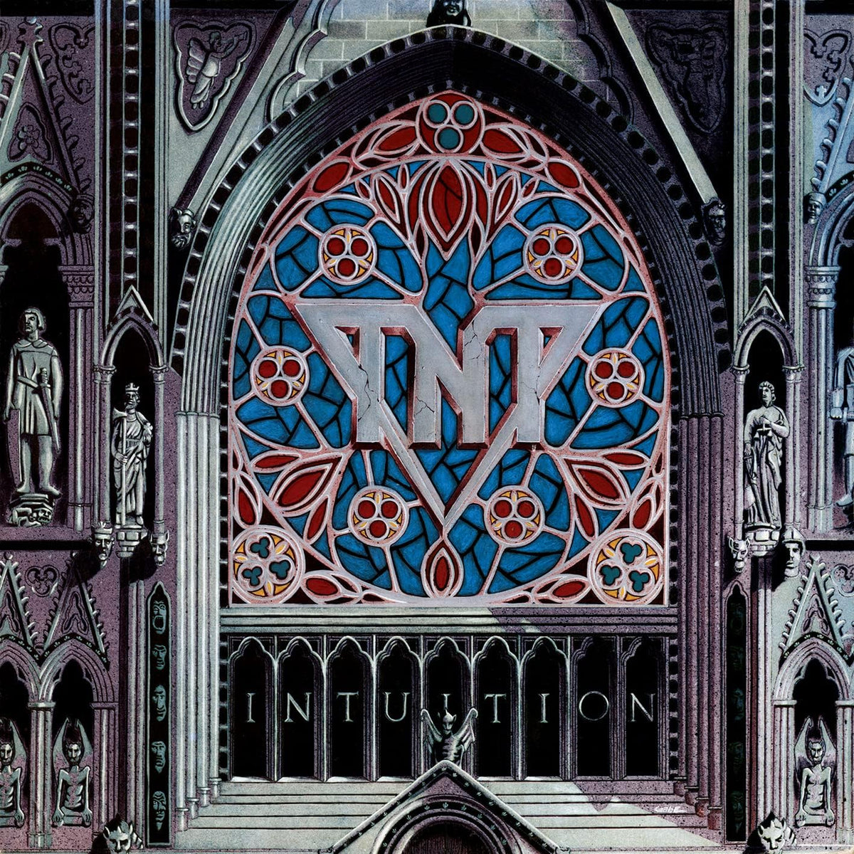 CD cover for T.N.T - Intuition, featuring a stained-glass window design.