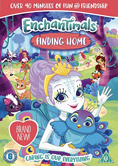 "Cartoon DVD cover featuring a princess with a bird, surrounded by animals in a forest."