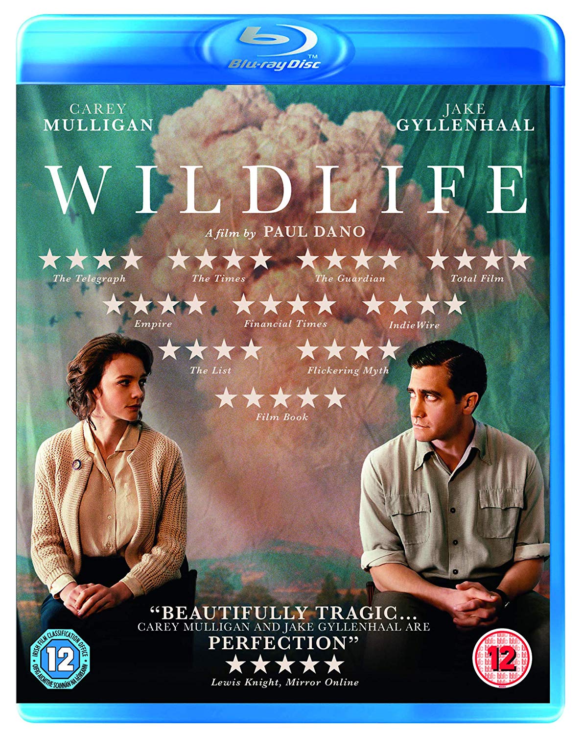 "Blu-ray case with 'Wildlife' cover, featuring a man and woman in front of a forest."