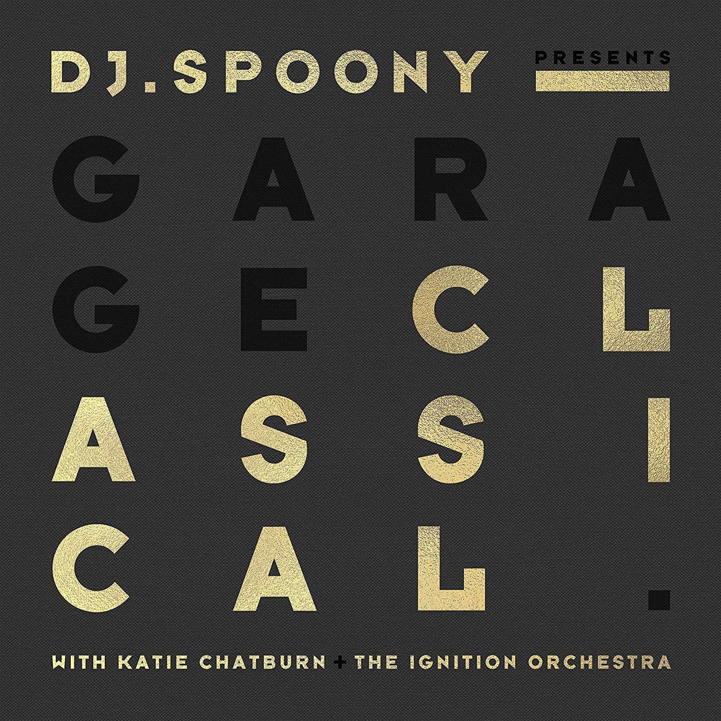 "Album cover with 'Garage Classical' in gold and black text on a dark background."
