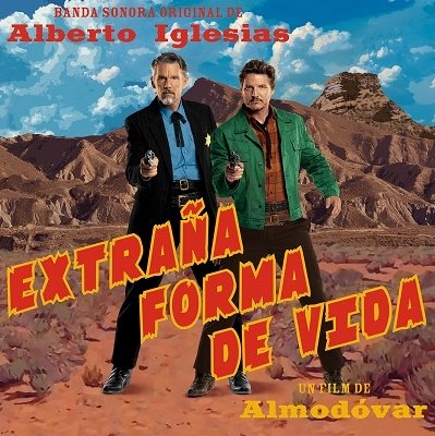 CD cover for "Strange Way Of Life" soundtrack, two men with guns.
