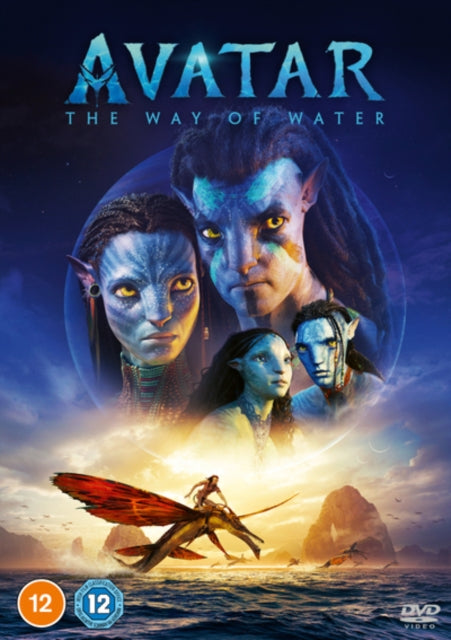 Avatar: The Way of Water DVD cover featuring Na'vi characters.