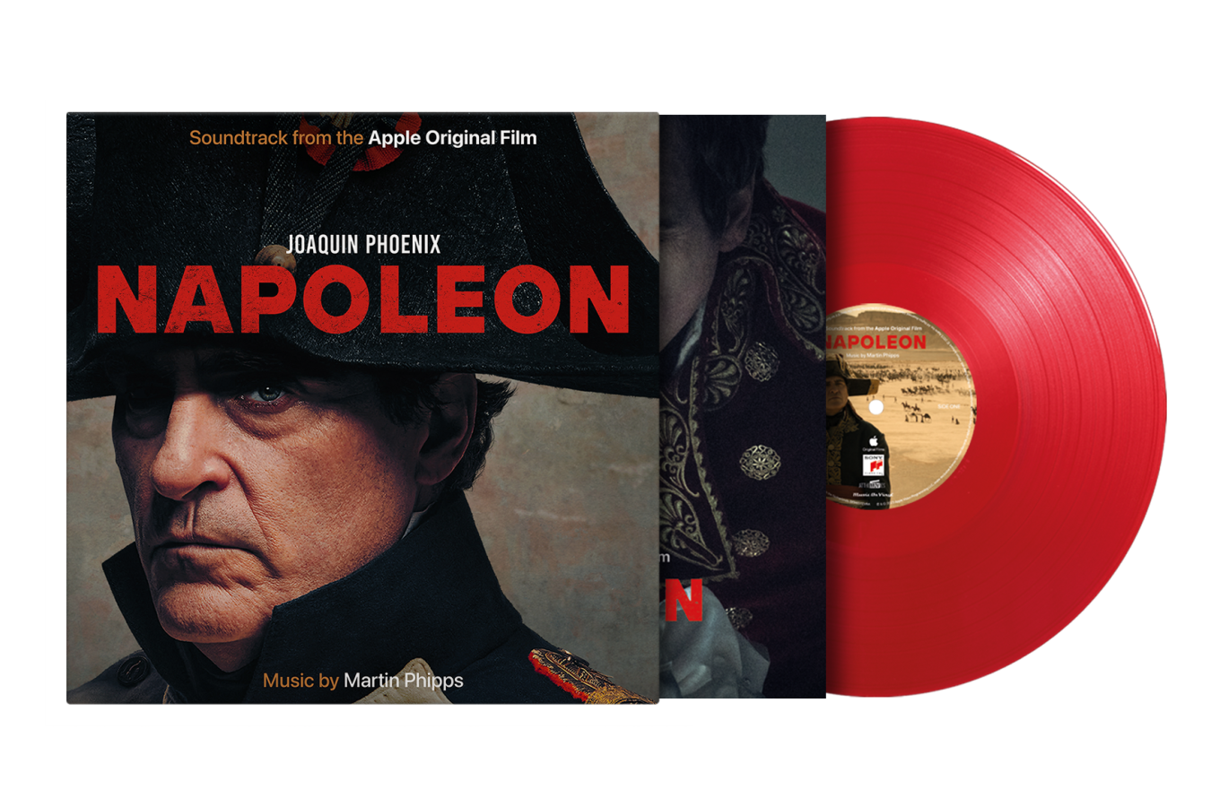 Napoleon" soundtrack vinyl record, translucent red, featuring Joaquin Phoenix on cover.