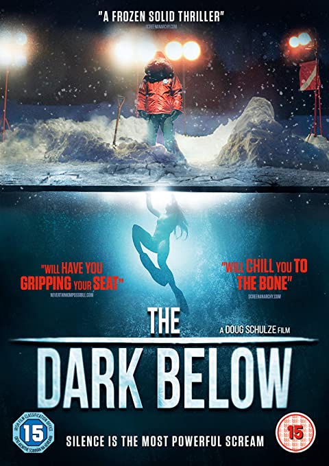 DVD cover for "The Dark Below" featuring snowy landscapes and underwater imagery.