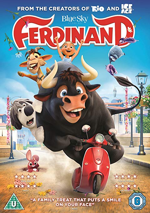 DVD cover featuring a cartoon bull riding a scooter with other animals around.