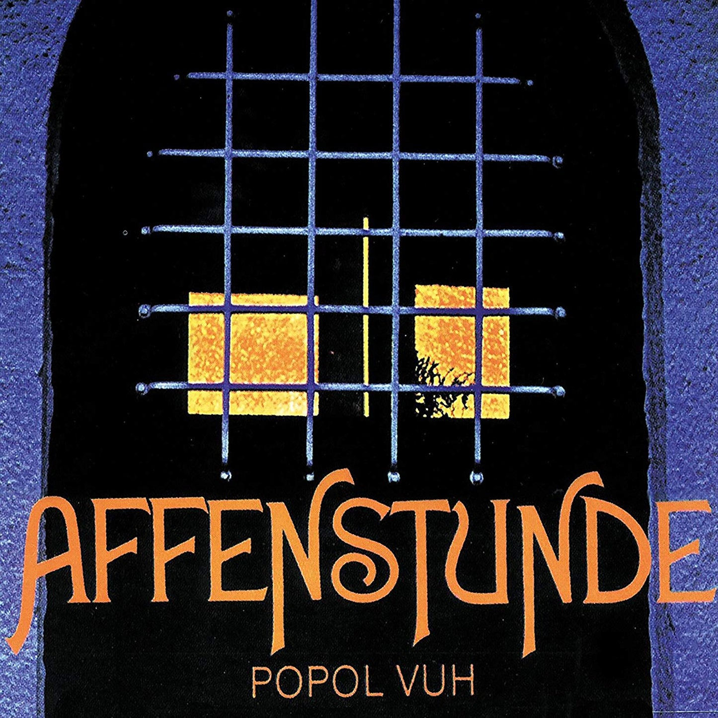 The alt text for the image is: "Album cover with barred window and orange text on black background."
