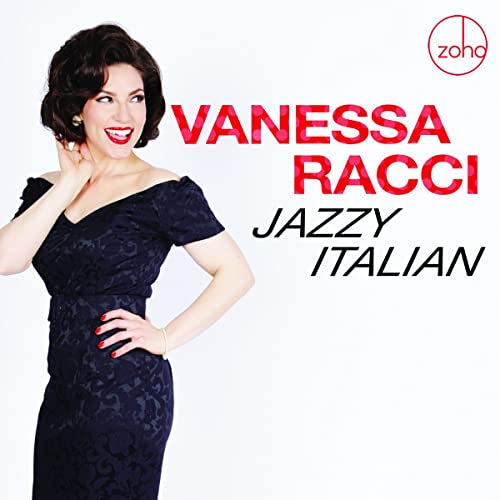 CD cover featuring singer Vanessa Racci in a dark blue dress.