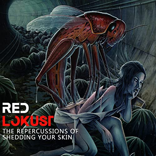 CD cover: giant insect looming over a person in a dark tunnel.