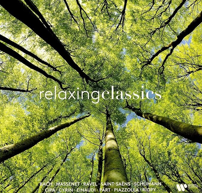 Vinyl record cover with a forest canopy and text "relaxingclassics".