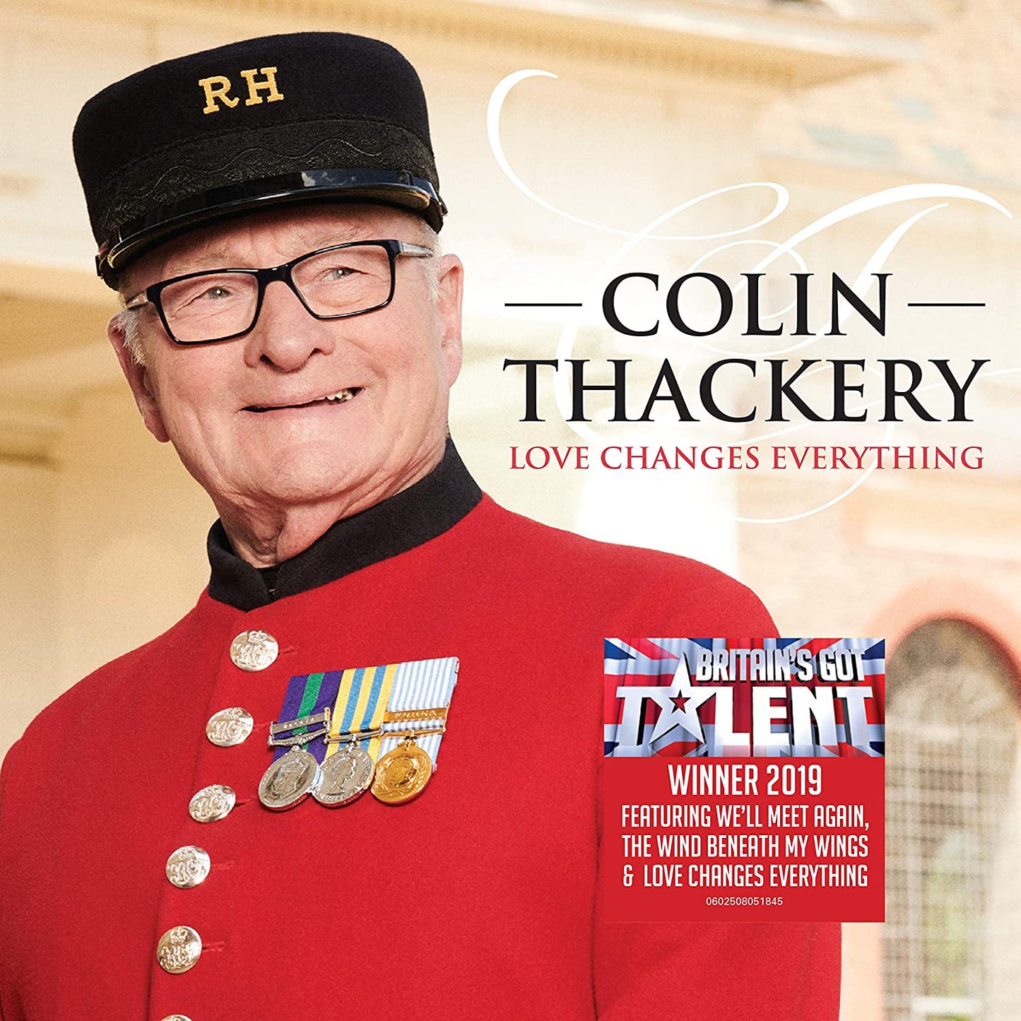 "Colin Thackery's album cover featuring the singer in a red uniform with medals."