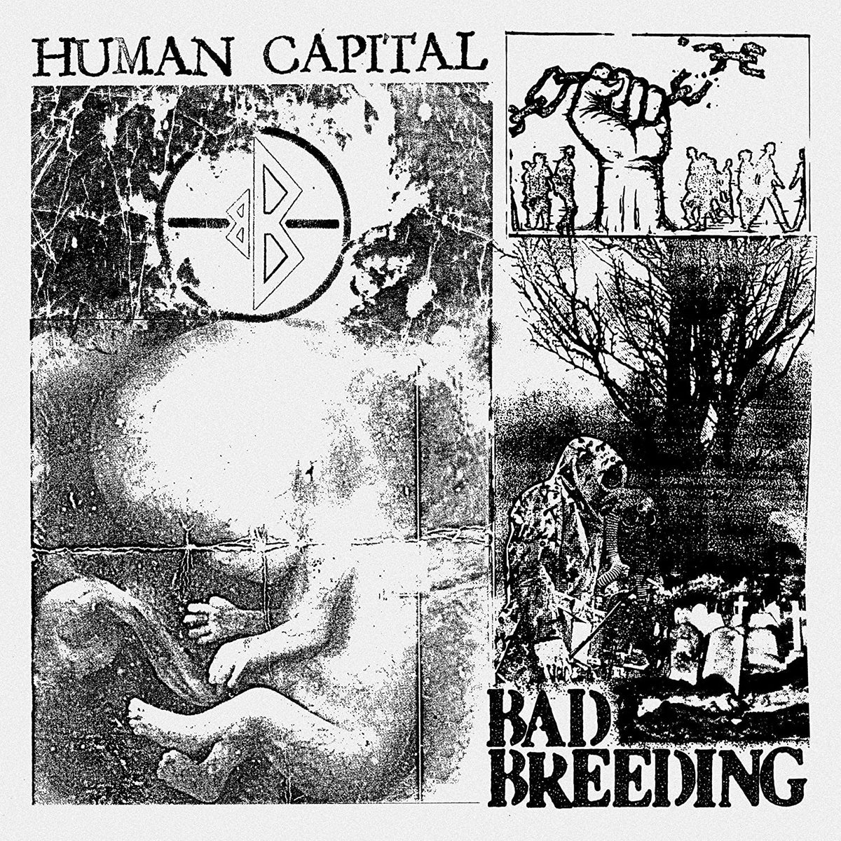 Black and white album cover with fragmented, distressed imagery.