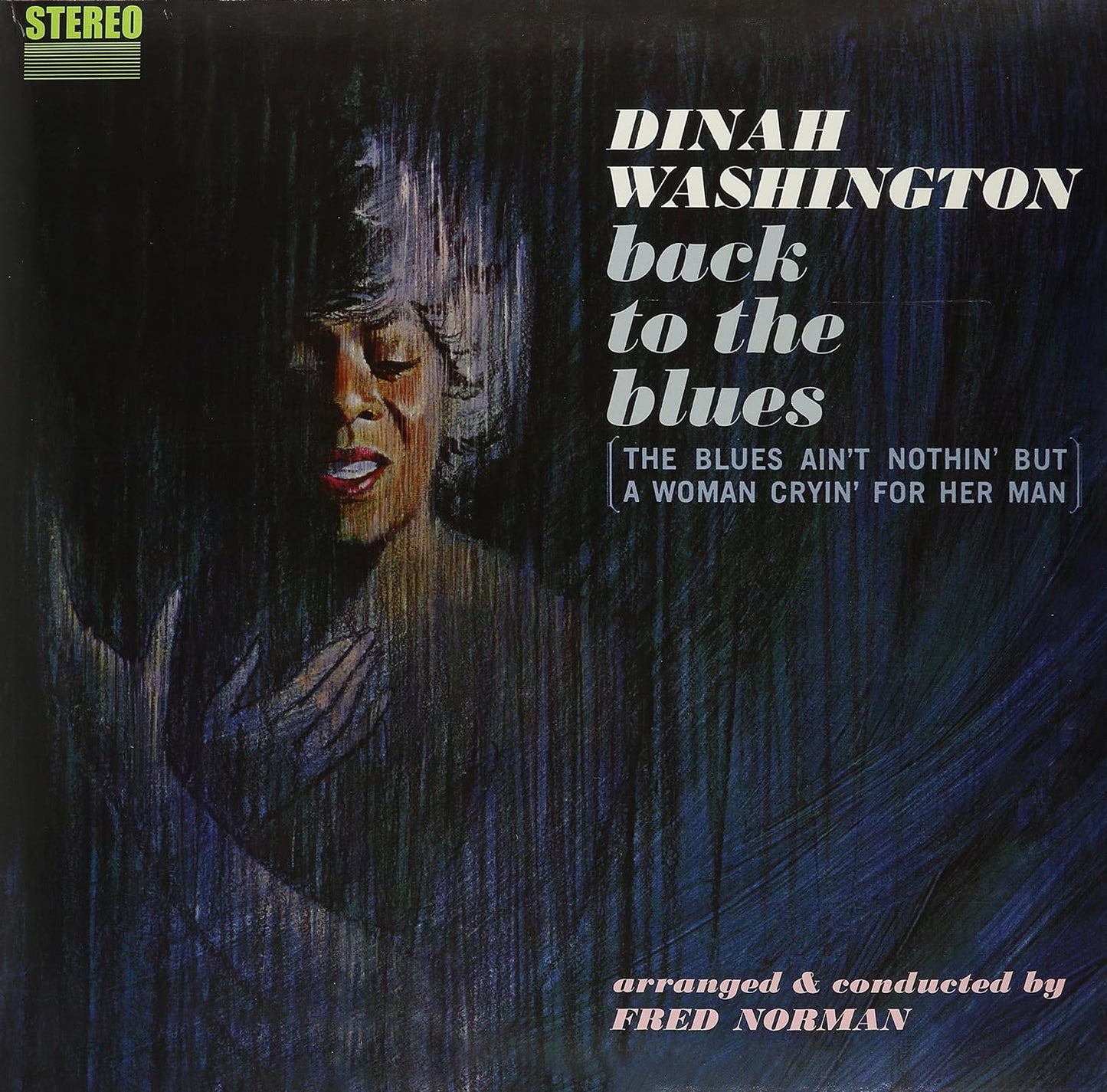 Dinah Washington’s “Back to the Blues” vinyl record cover with abstract art.