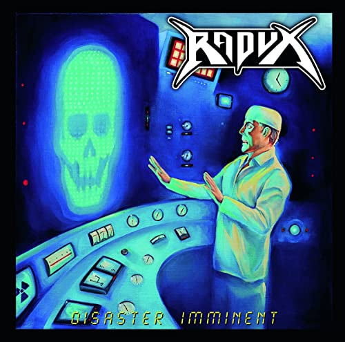 CD cover: skull hologram, man in white coat, control panel, blue tones.