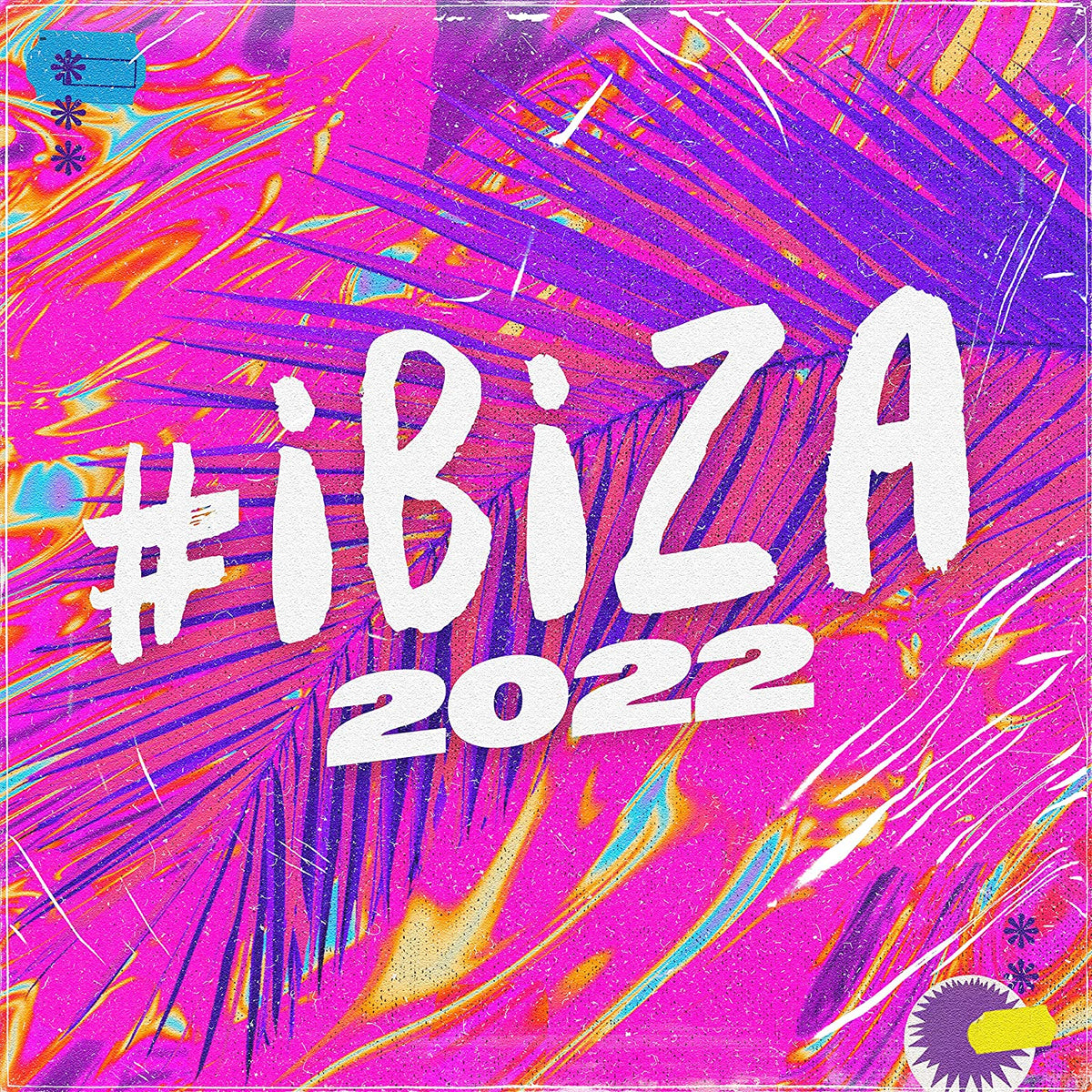 CD cover for “#Ibiza 2022” with bold white text on a pink and purple background.