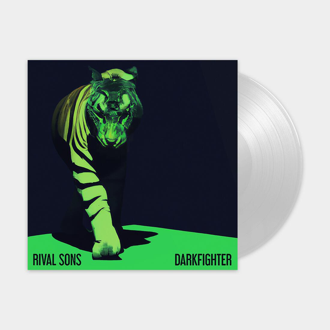 "Green tiger vinyl record cover with a tiger's head and front leg."