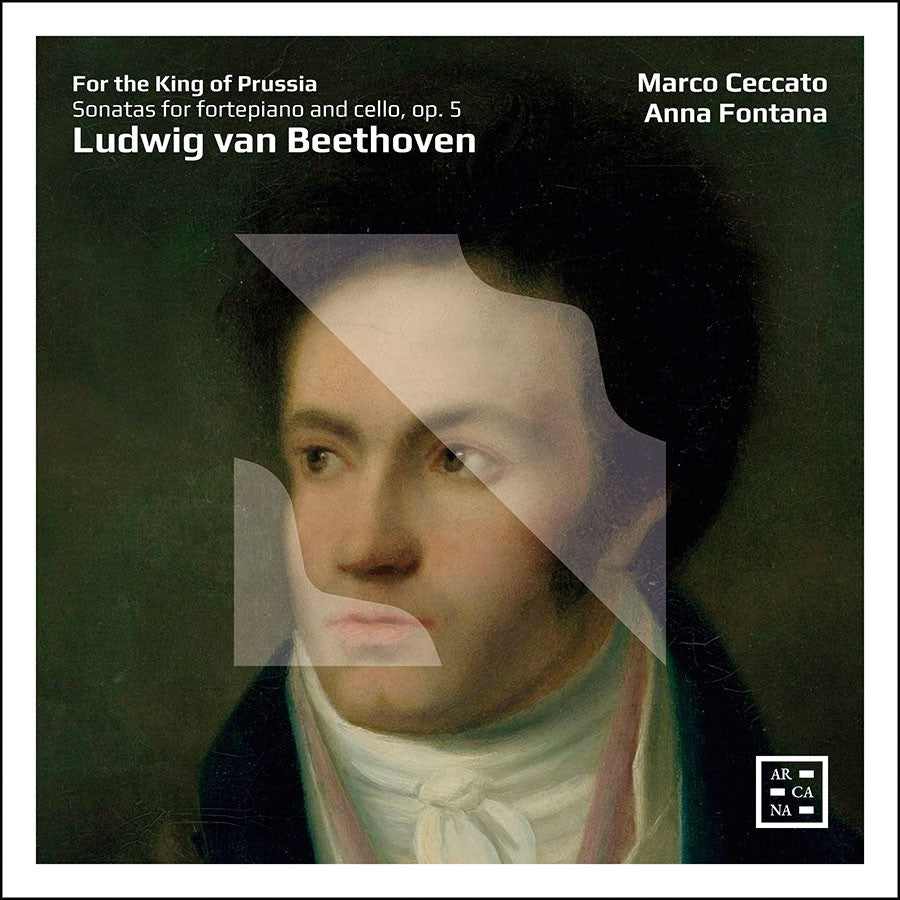 CD cover featuring a portrait of Ludwig van Beethoven with abstract shapes.