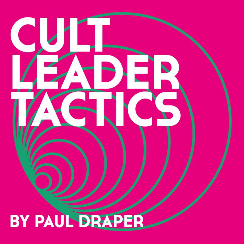 CD cover: pink background, white text "Cult Leader Tactics" and green spirals.