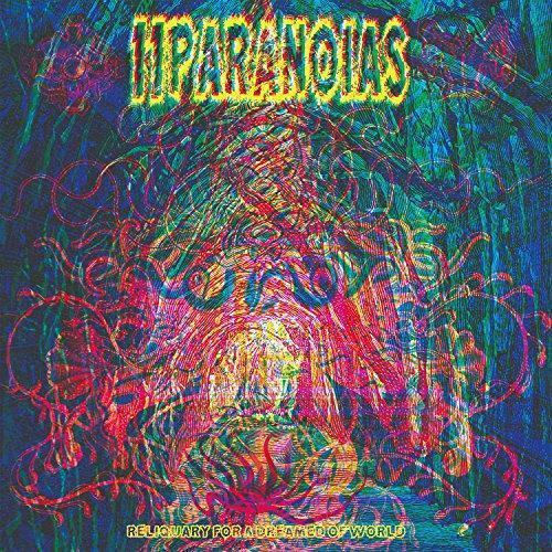 Distorted face with vibrant, glitching colors and the band name "11PARANOIAS".