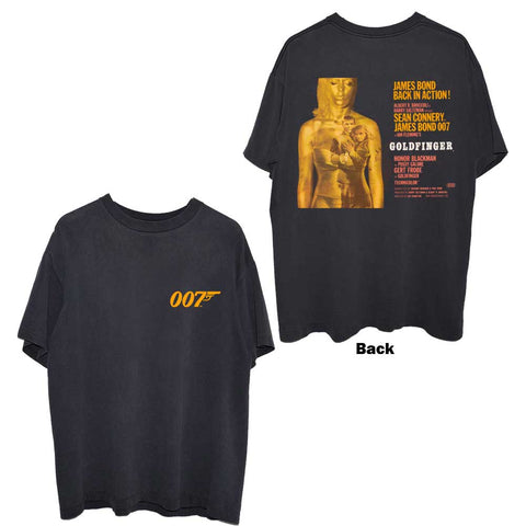 James Bond 007 Unisex T-Shirt: Goldfinger Movie Poster (Back Print)