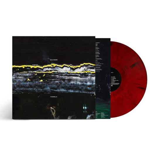 Gilla Band "Pugnello" vinyl LP, red and black swirl, with album artwork.