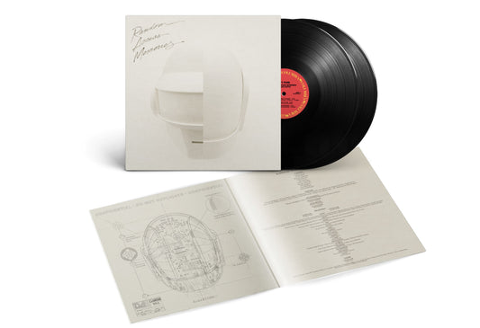 Daft Punk Random Access Memories vinyl record with sleeve, inner booklet, and technical diagrams.