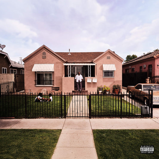 BLXST album cover: a pink house with a man standing in the yard.