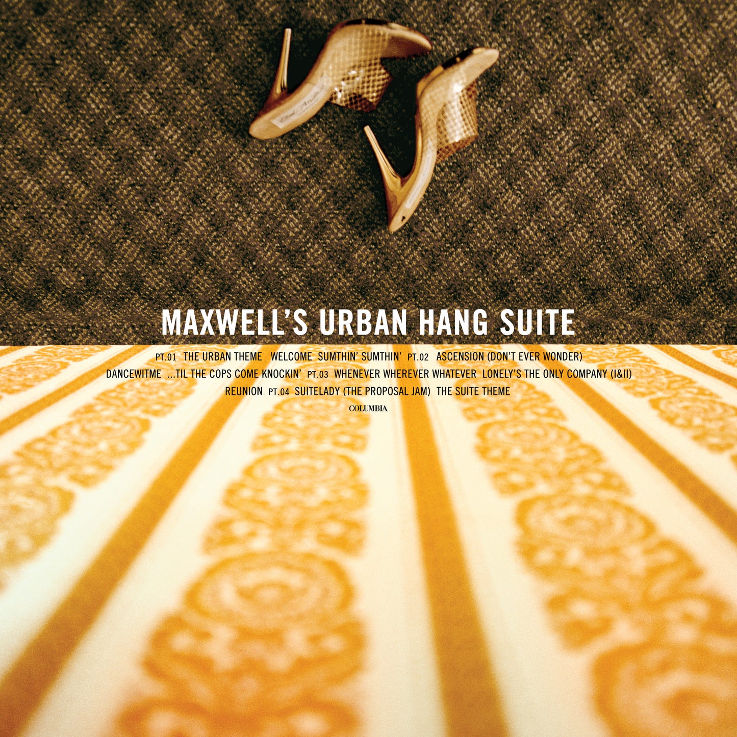 Black vinyl record in a sleeve with urban-themed artwork and typography featuring Maxwell.