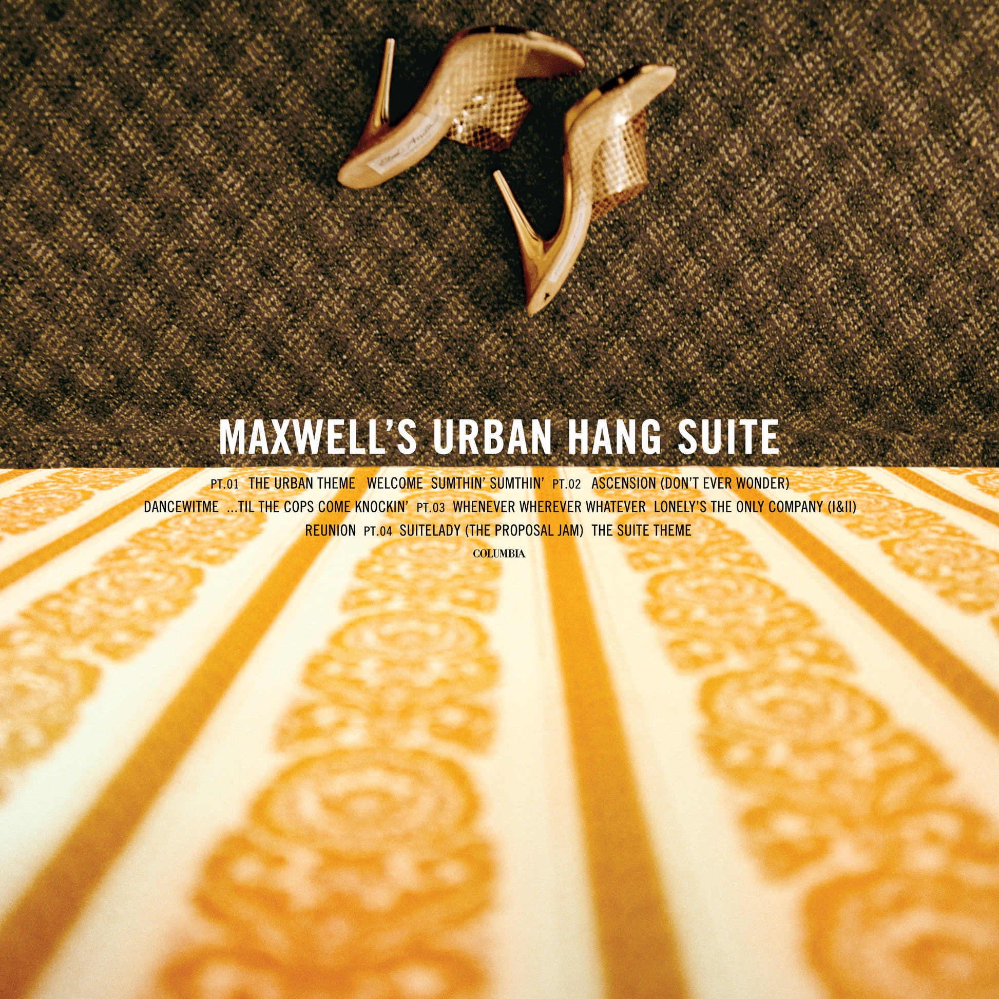 Black vinyl record in a sleeve with urban-themed artwork and typography featuring Maxwell.