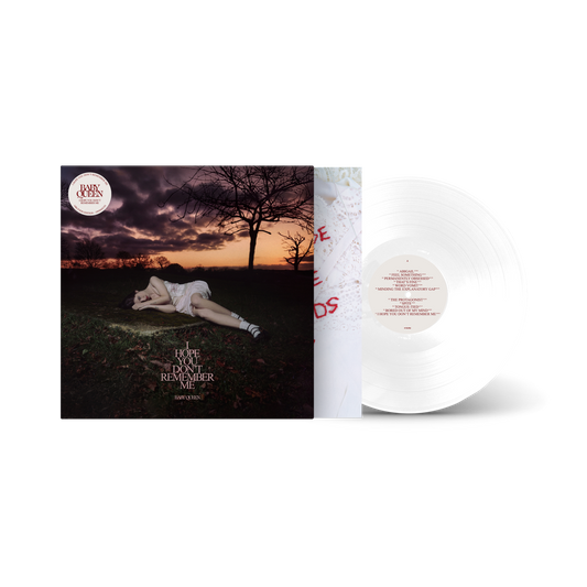 Vinyl LP with marbled white and clear colors, album cover featuring a woman.