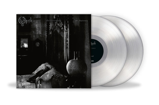 Opeth's "Deliverance" 2LP vinyl record with clear discs and dark album art.