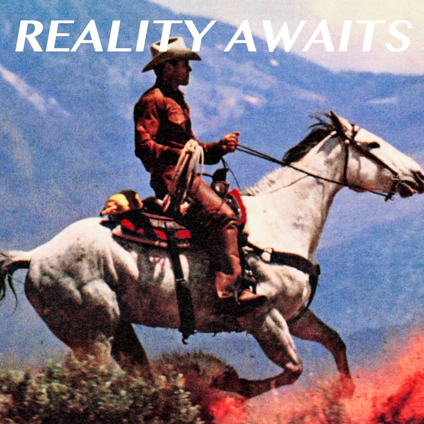 The Strokes “Reality Awaits” CD cover: cowboy on a white horse.