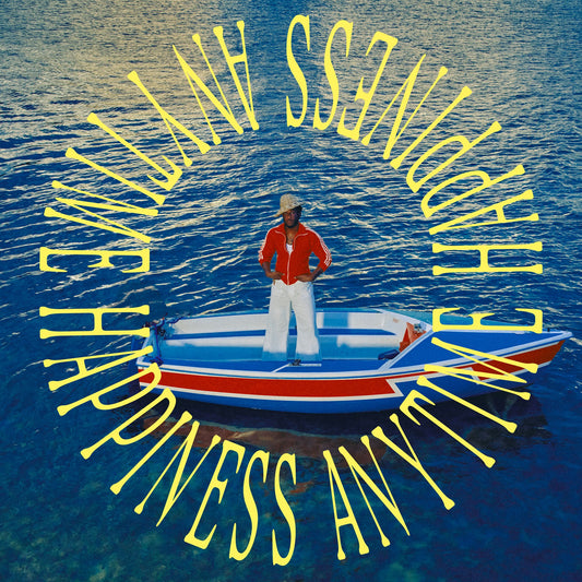Album cover: Leon Bridges in a boat on blue water, text surrounds.