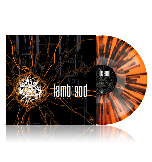 Lamb of God "Into Oblivion" vinyl LP, neon orange and black splatter.