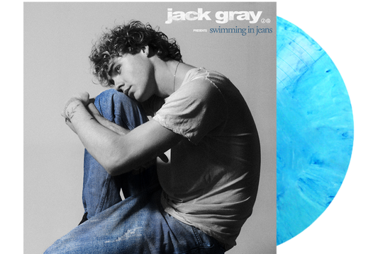 Jack Gray album cover with artist portrait and blue vinyl record.