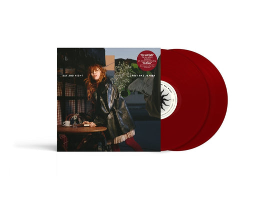 Carly Rae Jepsen Day and Night album cover with two opaque red vinyl records.