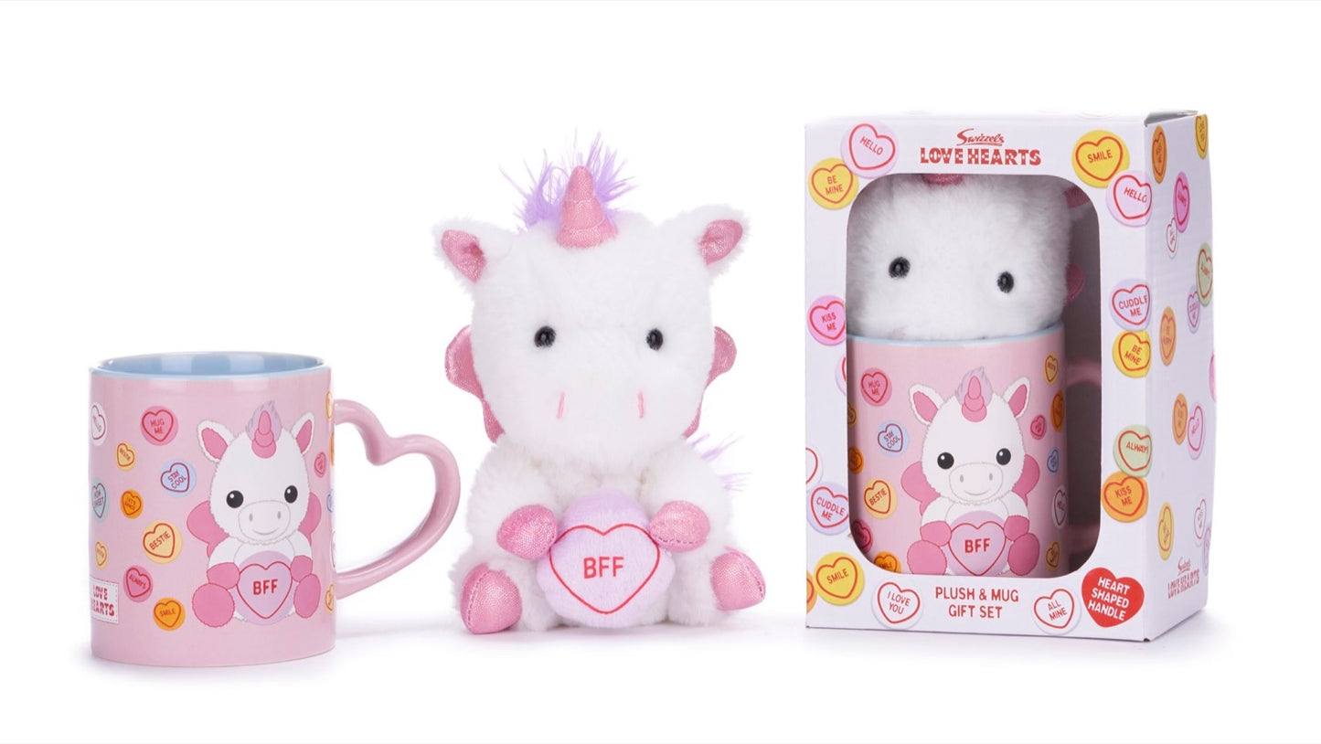 Love Hearts Unicorn Bff Mug And Plush Set