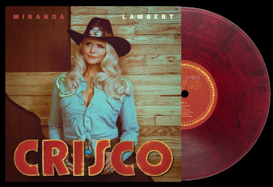 Miranda Lambert's "Crisco" red vinyl LP with cover art of her in a hat.