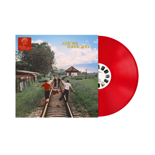 Red vinyl LP of Sam Tompkins’ “Are We Gonna Sing?” album cover.