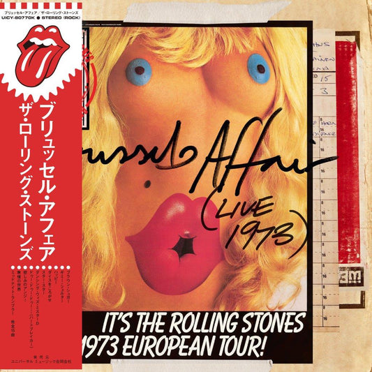 The Rolling Stones "Brussels Affair" CD cover with lips and blonde hair.